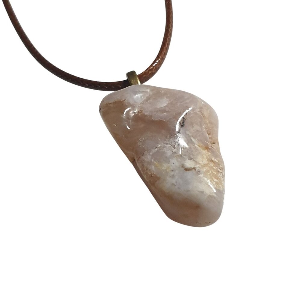 Raw Stone Pendant Necklace Agate 17" To 19" Length Earthy Natural Gemstone Gift